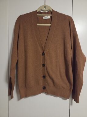 Zenana Outfitters Rust Brown Button-Front Cardigan